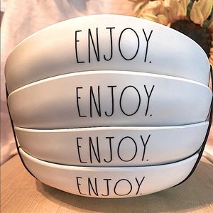 Rae Dunn White Black Enjoy Bowl Set Enchante Collection NWT